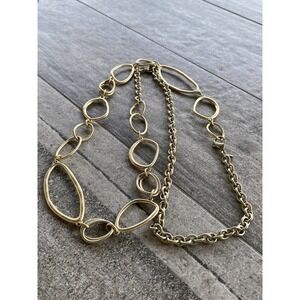 Premier Designs Necklace Fold Gold Tone Linked Chain 36”